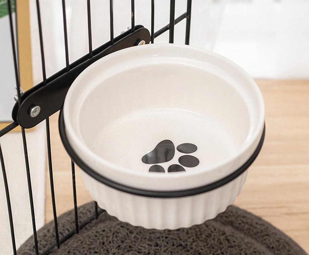 40%HOT Metal Dog Pet Bowl Cage Crate Non Slip Hanging Food Dish Water Feeder