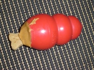 kong toy with peanut butter