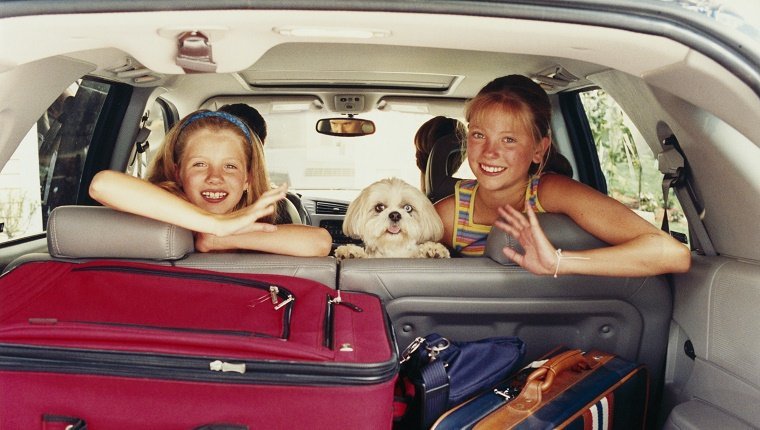 Family in Car with Dog