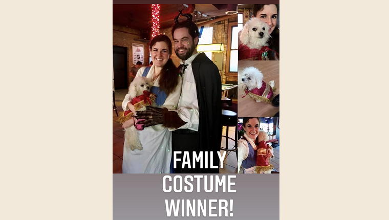 Ecstatic to win the "family" category for the It's All About the Paws costume contest