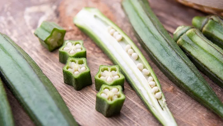 Organic food Sliced fresh green okra