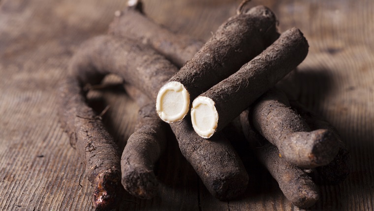 salsify vegetables on wood