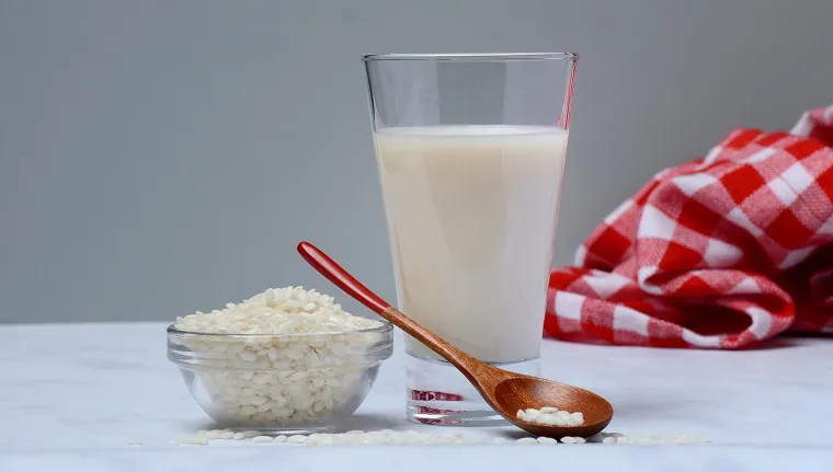 Reismilch in Glas und Reiskörner, Deutschland