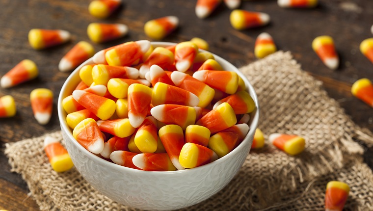 Colorful Candy Corn for Halloween on a Background