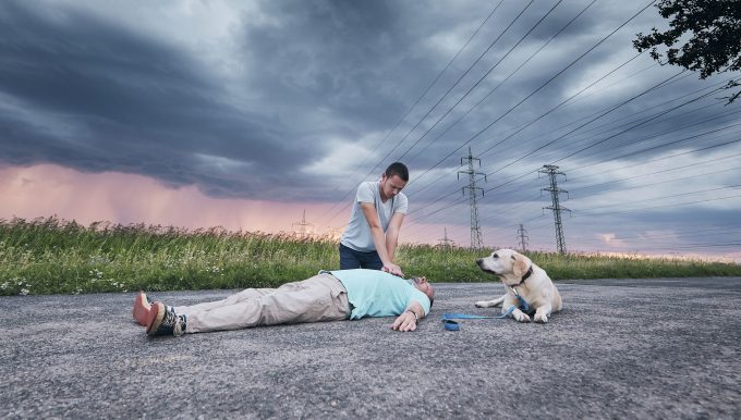 man performs cpr dog saves man's life