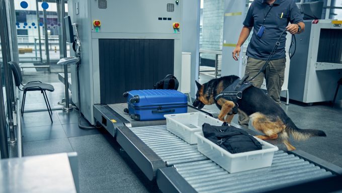 bomb-sniffing dog at airport