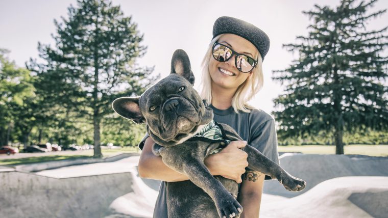 French Bulldog with woman