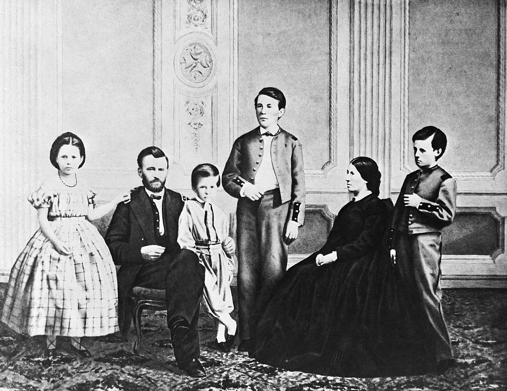 Lieutenant General Ulysses S. Grant and family. Grant would go on to become the 18th President of the United States. Undated, after a photograph.
