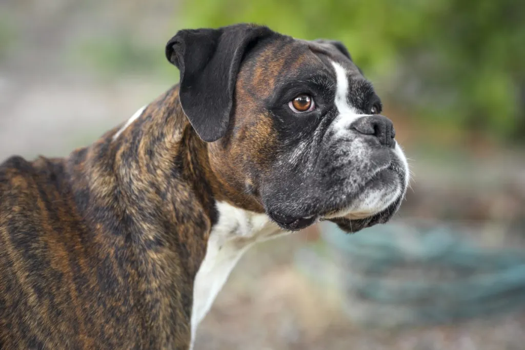 brindle colored boxer dog