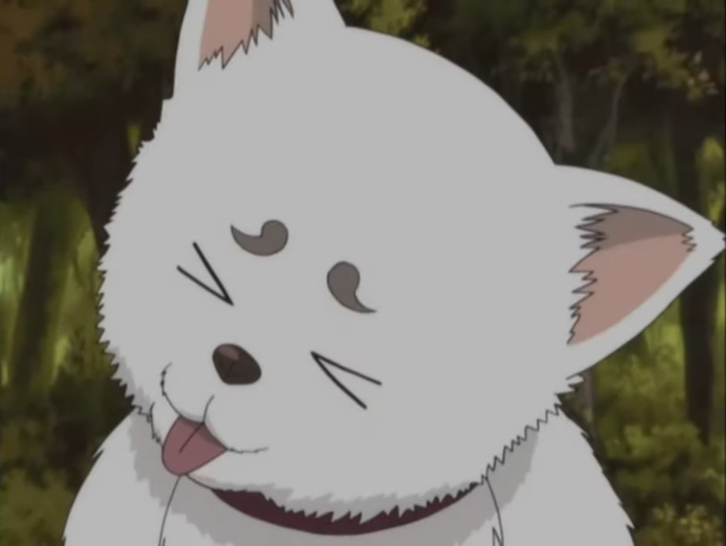 Sadaharu is an inugami who is a Japanese dog spirit in the Gintama parody. 