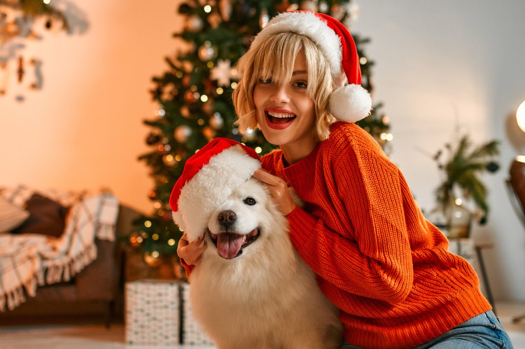 Holiday photoshoot with dog.