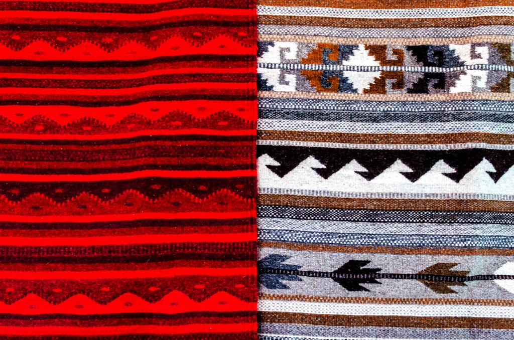 Fabric similar to Coast Salish textiles made from woolly dog fur.