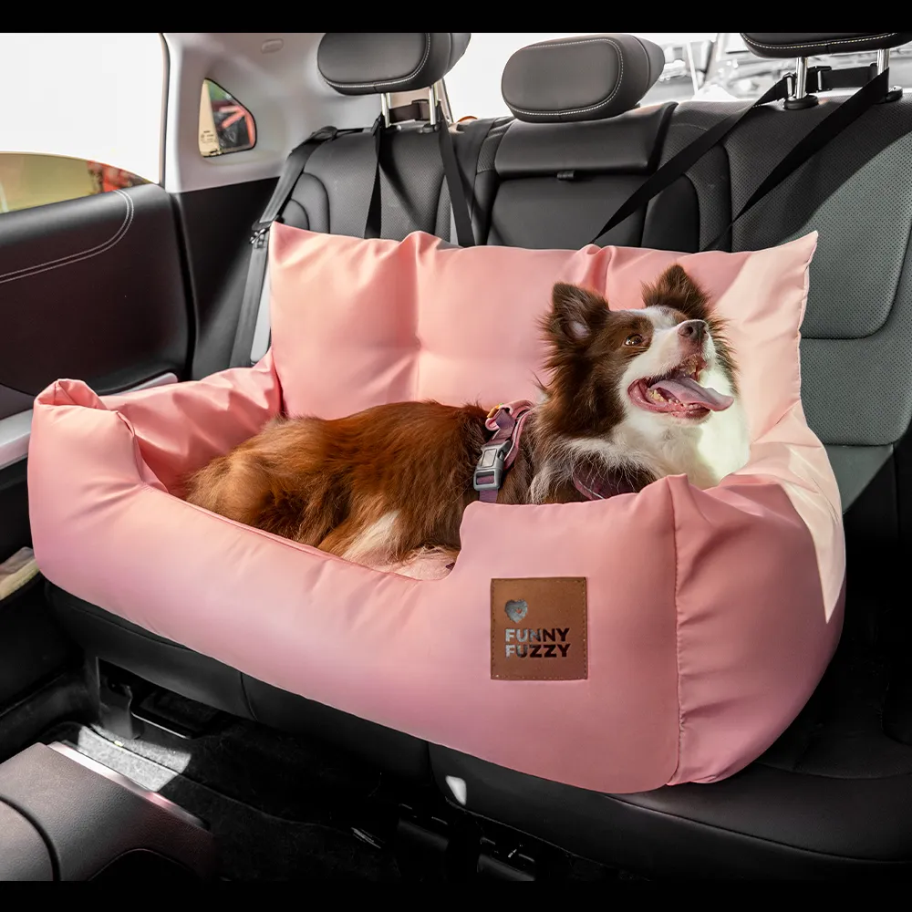 Pink waterproof dog bed.