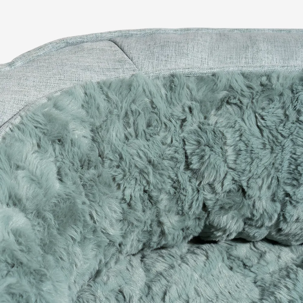 Interior of FunnyFuzzy dog bed donut product.