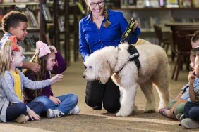A service dog in school, like how the Tecumseh city council has approved a service dog program for Tecumseh schools.