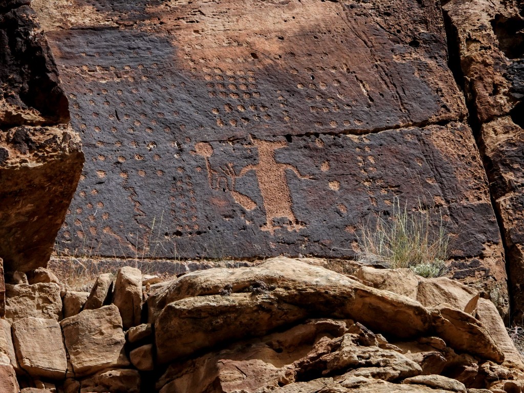 Ancient petroglyph depicting coyote. Fremont Culture, Utah.