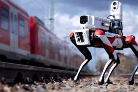 Camera robot dog at Deutsche Bahn.