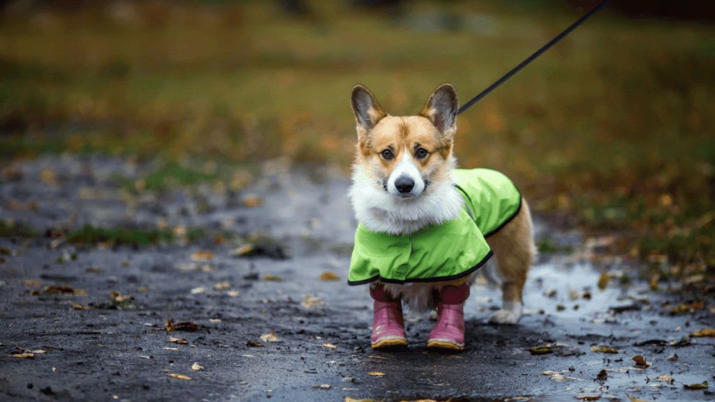 Dog wearing Raincoat
