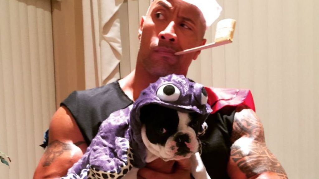 Dwayne Johnson with his dog Hobbs, who recently appeared in GQ Magazine.