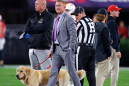 ESPN commentator Kirk Herbstreit with his dog Peter prior to a game between the Tennessee Volunteers and Georgia Bulldogs at Sanford Stadium on November 16, 2024 in Athens, Georgia.