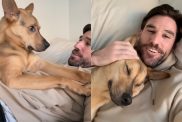 Video of dog demanding cuddles.