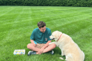 Jimmy Fallon with his dog Gary