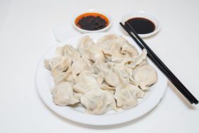Dumplings isolated on white table.
