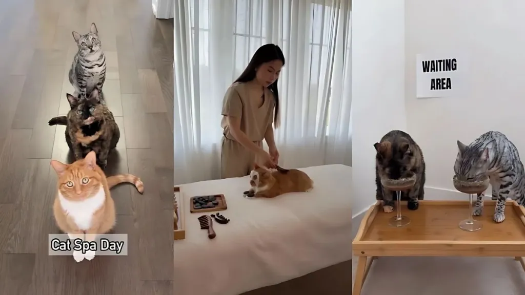 cat spa day video