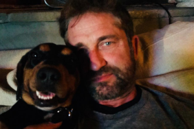 Gerard Butler and his rescue dog