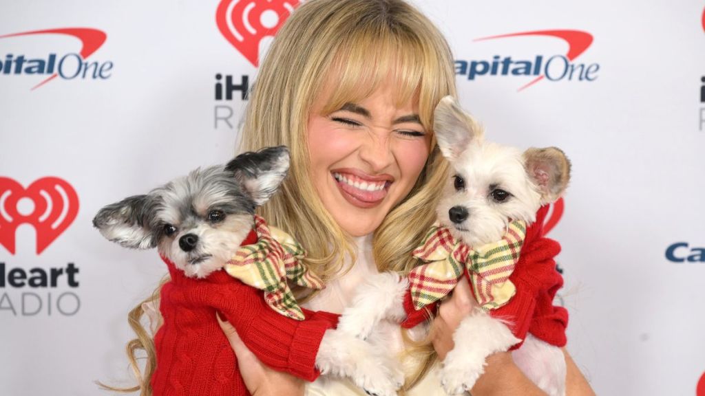 TinkerBelle the Dog the dog, Sabrina Carpenter and Belle the Dog attend iHeartRadio z100's Jingle Ball 2023 Presented By Capital One at Madison Square Garden on December 08, 2023 in New York City