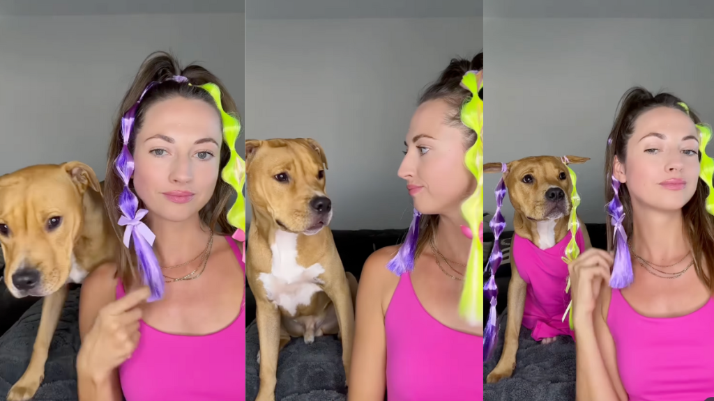Pit Bull twinning with mom.