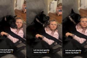 Video: Dog Adjusts His Head Carefully So He Doesn’t Disturb the Kid He’s Cuddling