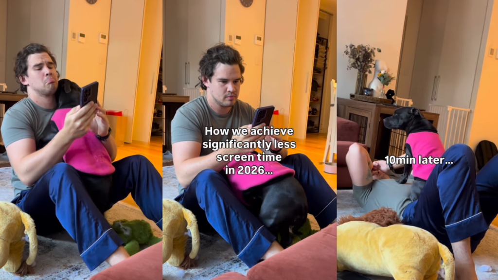 Dog Climbs Onto Dad’s Shoulder for a Hug & Starts Snuggling on Top of Him