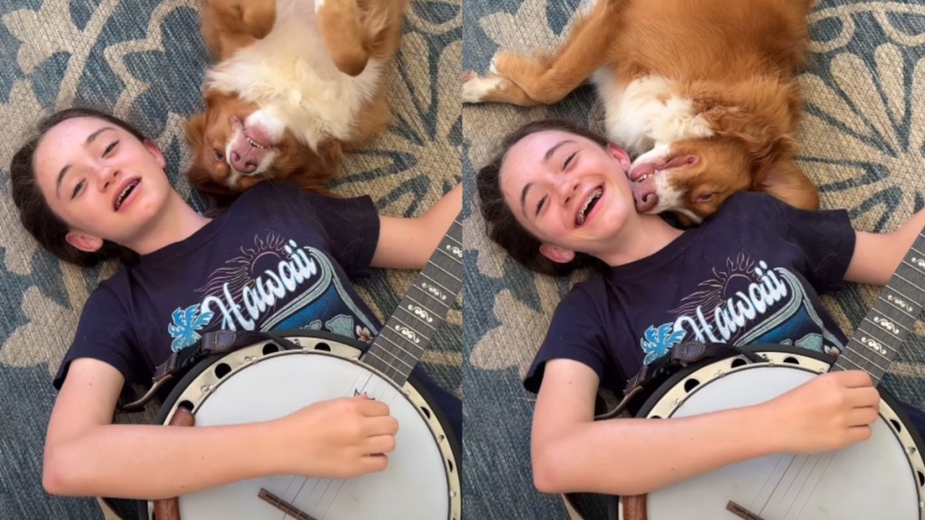 Dog Snuggles Owner Through Every Note & Doesn’t Mind Mistakes