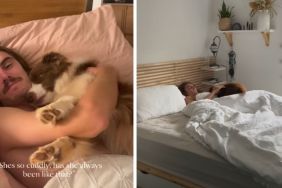 Dog Still Cuddles With Dad in Bed the Same Way She Used to as a Little Pup
