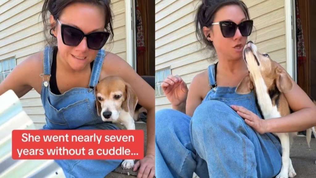 Rescue Dog Went Years Without Cuddles, Now Fully Relaxes & Melts Into Mom’s Arms