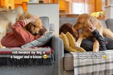 Golden Retriever’s Sweet Hugs & Kisses Make Mom Feel Like She Hit the Jackpot