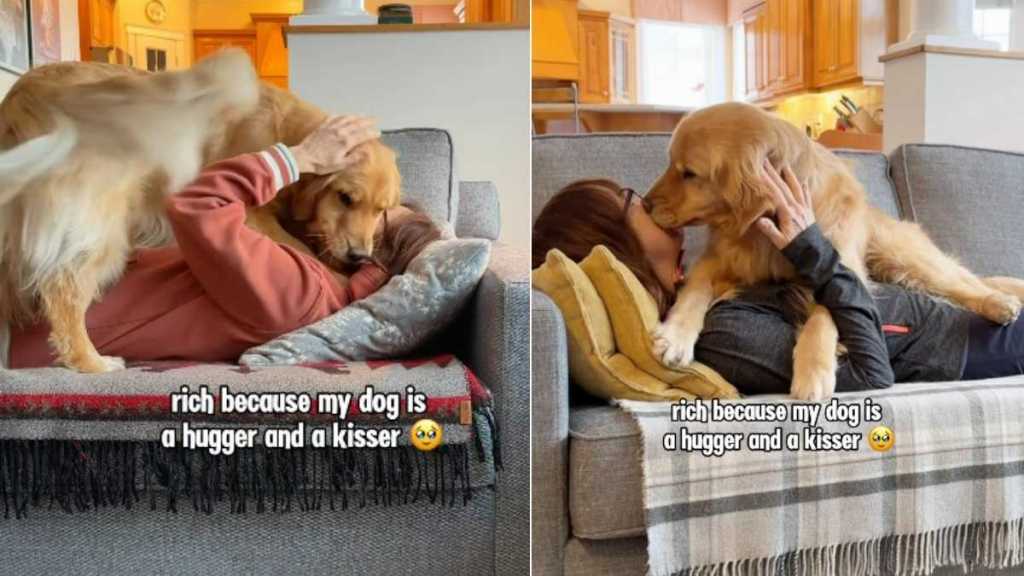 Golden Retriever’s Sweet Hugs & Kisses Make Mom Feel Like She Hit the Jackpot