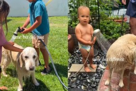 Golden Retriever's Backyard Shower With Toddlers Turns Into a Walk Down Memory Lane