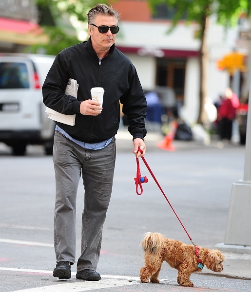 Alec Baldwin Out For A Walk With His Dog