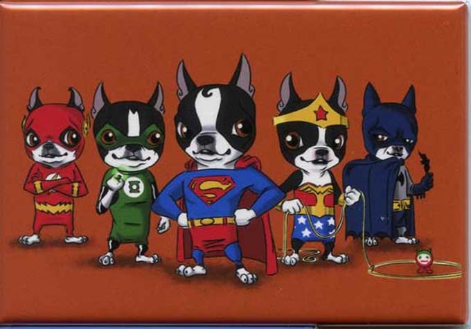Boston Terrier Justice League Magnet