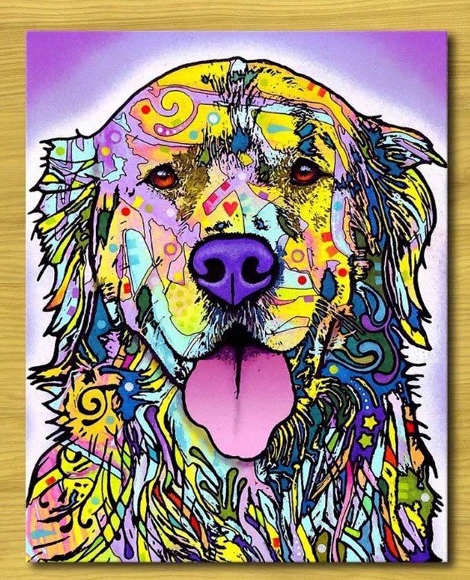 Abstract Golden Retriever Portrait Painting